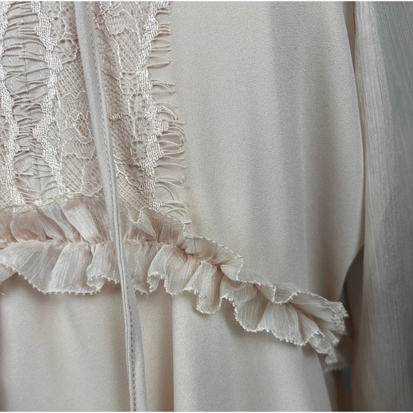 Boho Romantic Long Sleeve Sheer Blouse Peasant - Picture 5 of 6